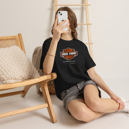 "Jesus Christ Lord and Savior" Motivational Crewneck Graphic T‑Shirt