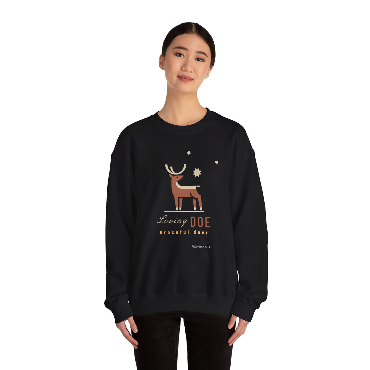 "Loving Doe Graceful Deer" Women's Inspirational Crewneck Sweatshirt