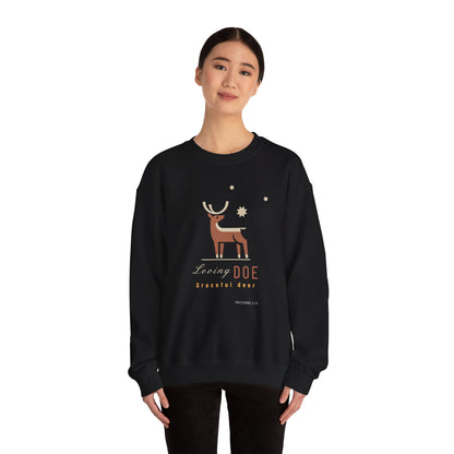 "Loving Doe Graceful Deer" Women's Inspirational Crewneck Sweatshirt