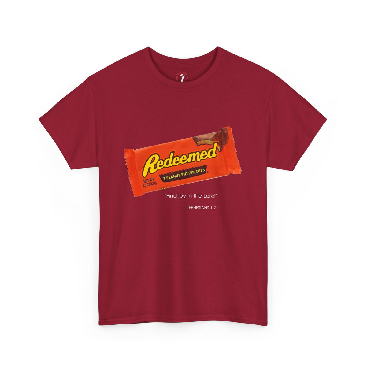 Redeemed Heavy Cotton Tee - Inspirational Faith Shirt with Peanut Butter Motif