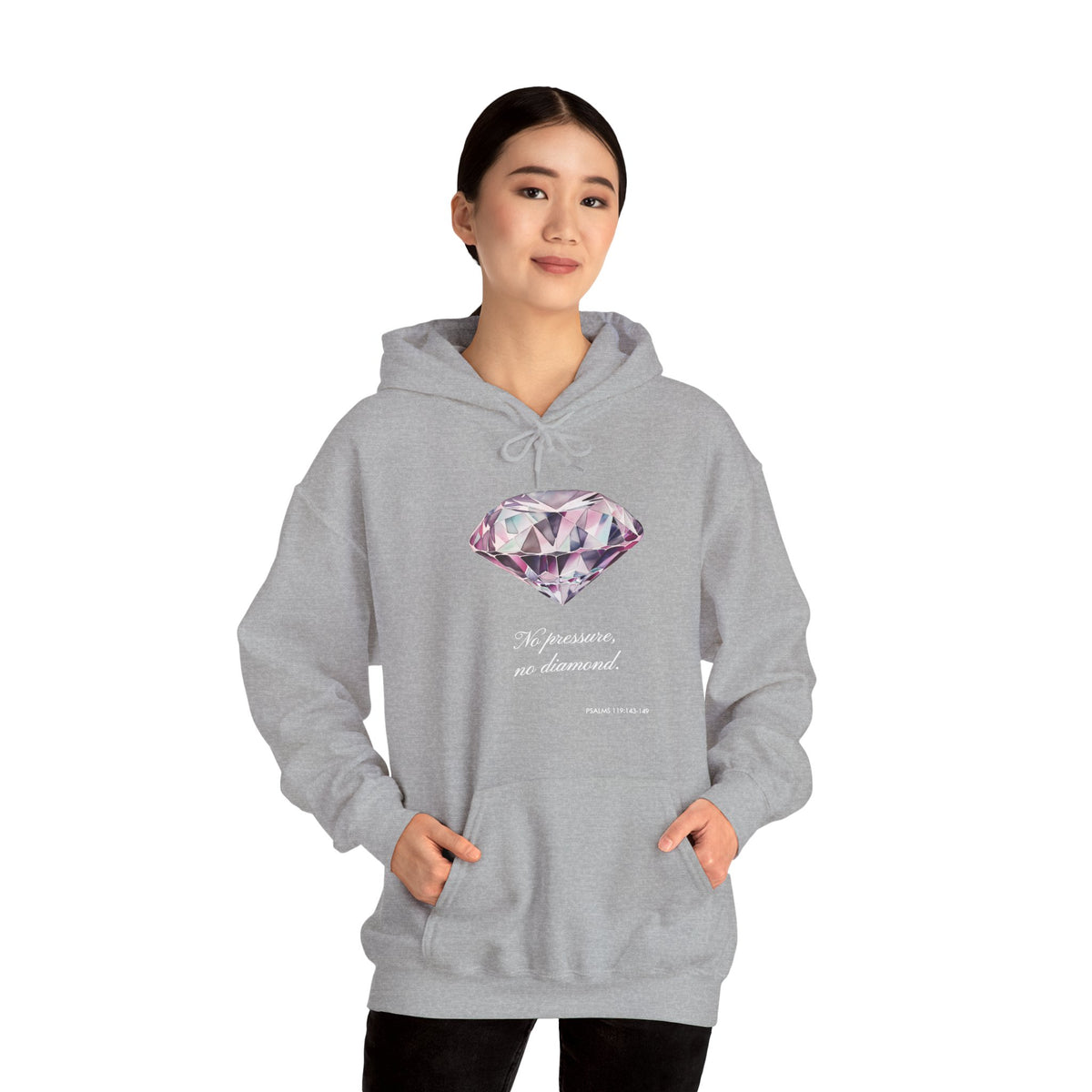 "No pressure, no Diamond" Inspirational Graphic Pullover Hoodie