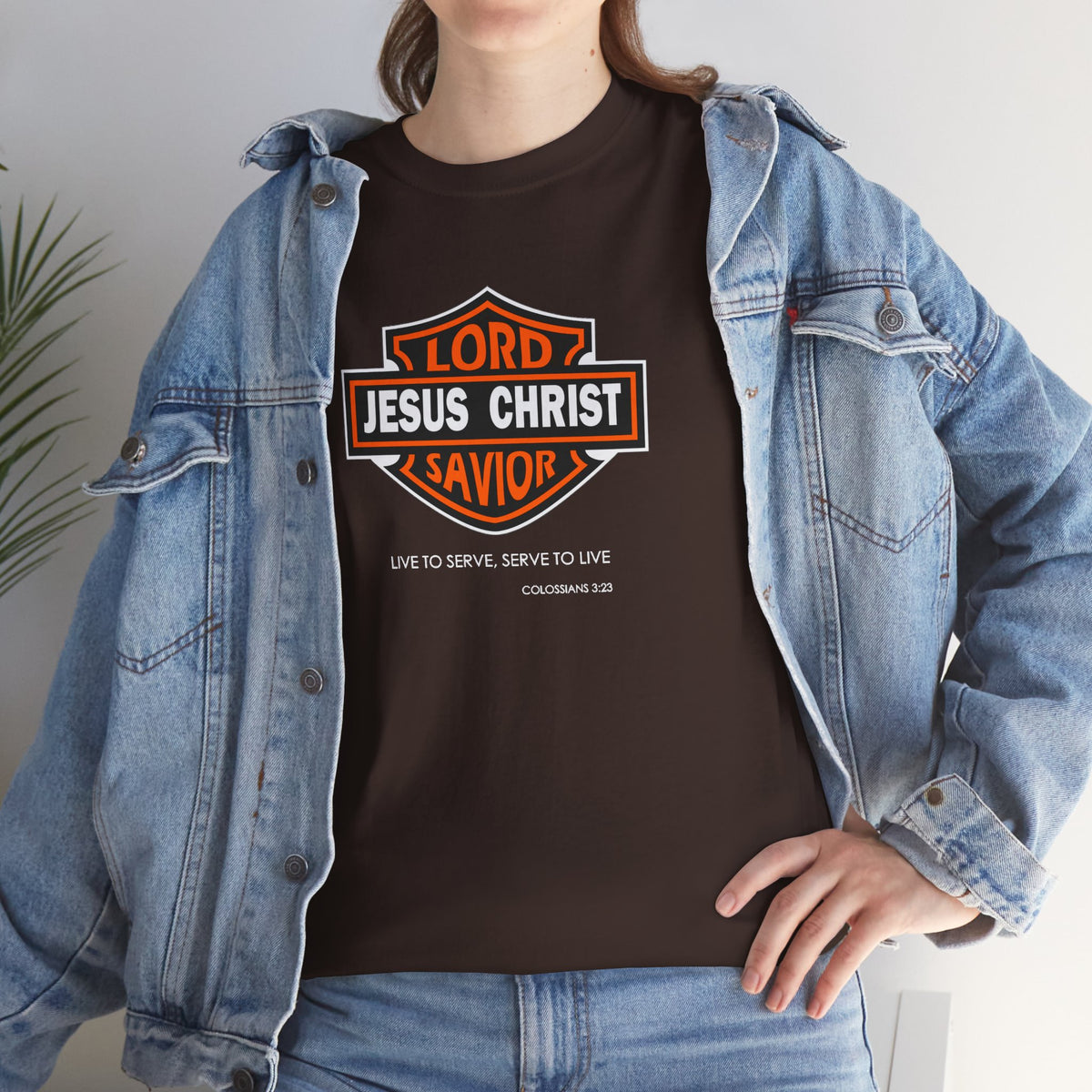 "Jesus Christ Lord and Savior" Motivational Crewneck Graphic T‑Shirt