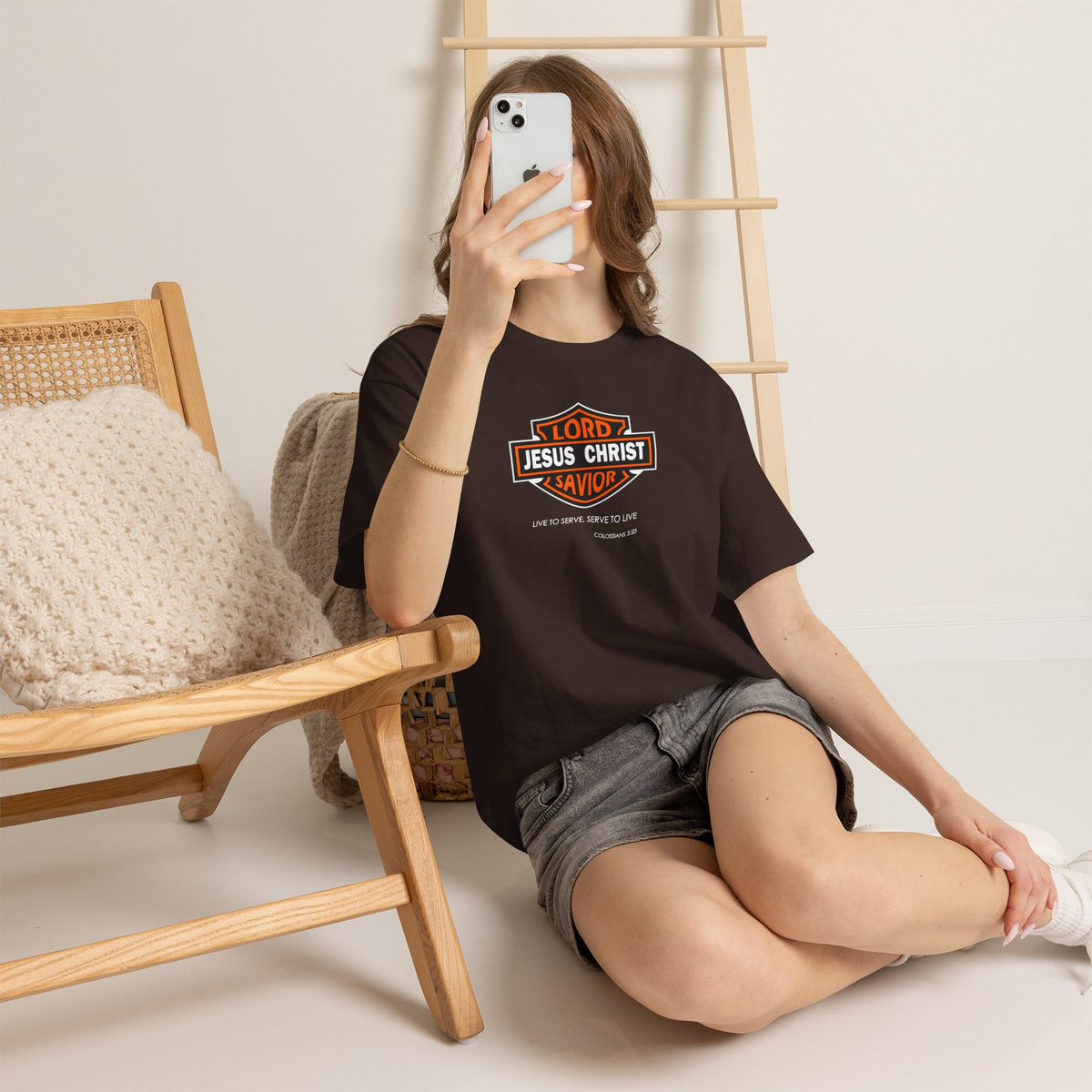"Jesus Christ Lord and Savior" Motivational Crewneck Graphic T‑Shirt