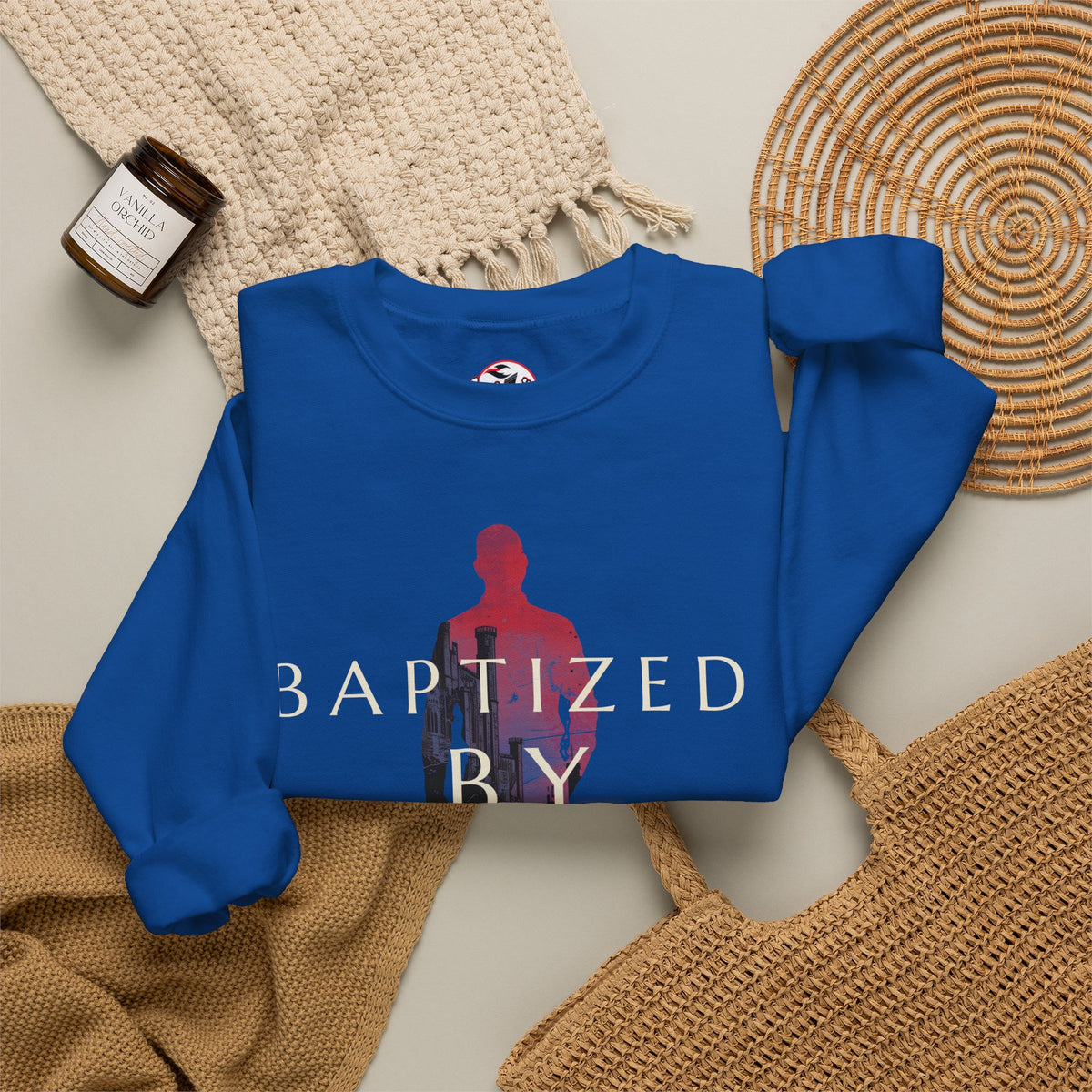 Baptized by Fire Inspirational Crewneck Sweatshirt