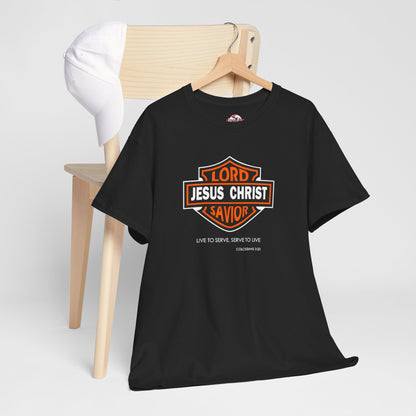 "Jesus Christ Lord and Savior" Motivational Crewneck Graphic T‑Shirt