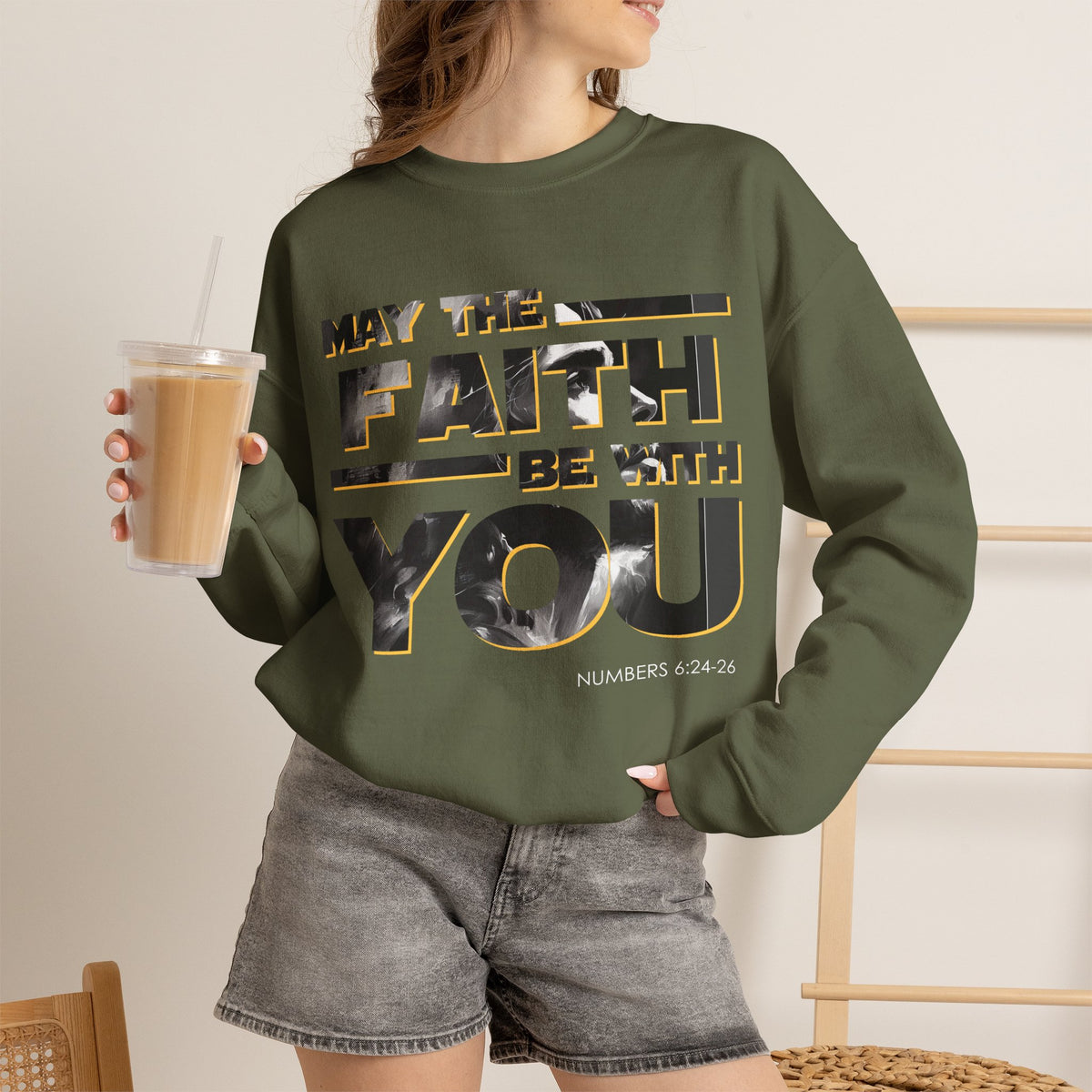 "May the Faith Be With You" Inspirational Crewneck Sweatshirt