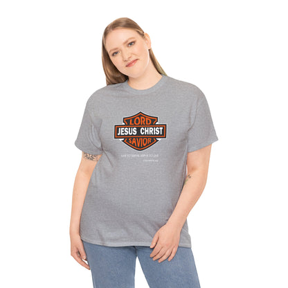 "Jesus Christ Lord and Savior" Motivational Crewneck Graphic T‑Shirt