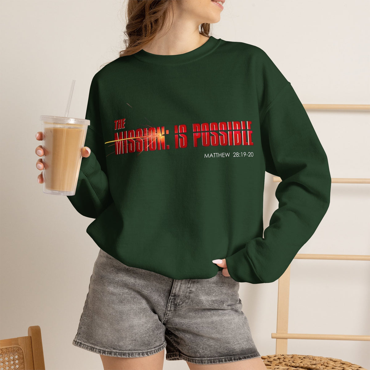 "The Mission is Possible" Motivational Crewneck Sweatshirt