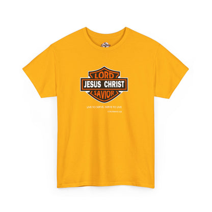 "Jesus Christ Lord and Savior" Motivational Crewneck Graphic T‑Shirt