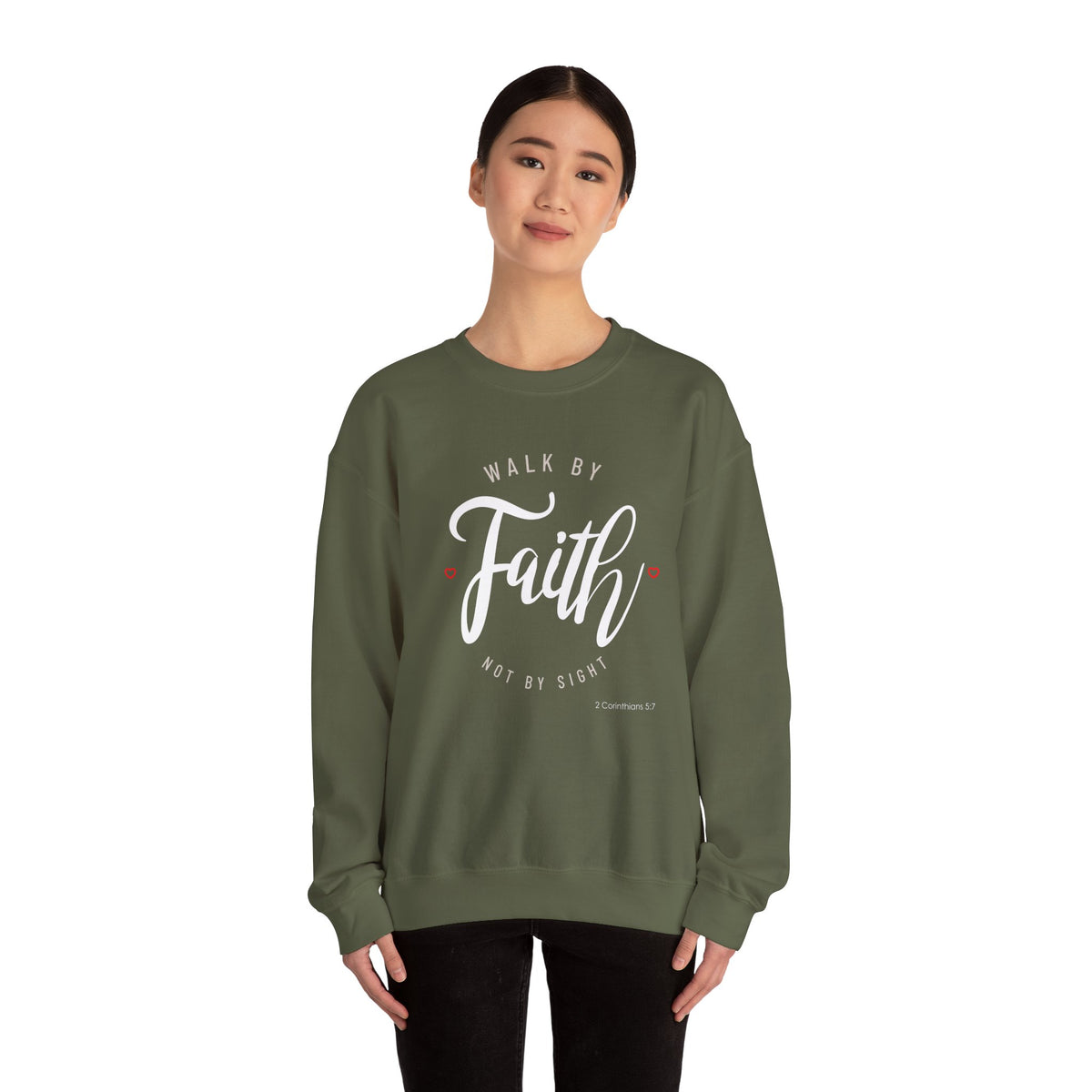"Walk by Faith, Not by Sight" Motivational Pullover Crewneck Sweatshirt