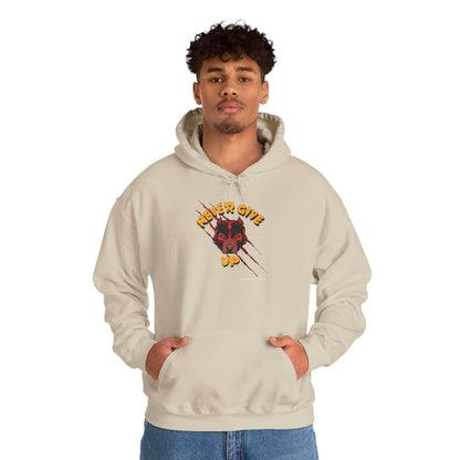 "Never Give Up" Hoodie Men's Motivational Graphic Hooded Sweatshirt