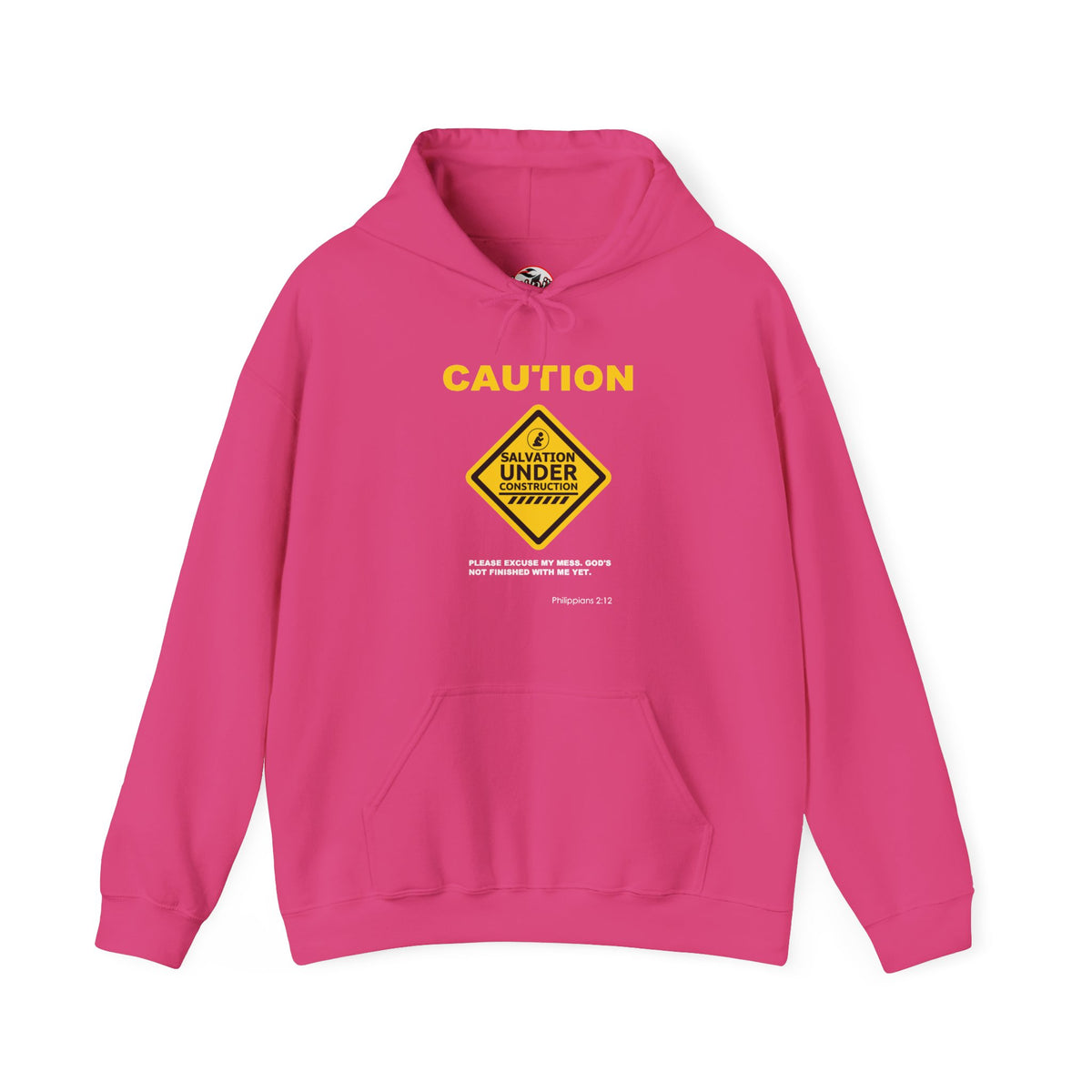 "Caution Salvation Under Construction" Graphic Pullover Hoodie