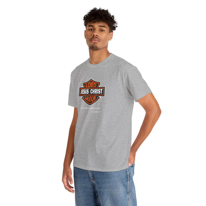 "Jesus Christ Lord and Savior" Motivational Crewneck Graphic T‑Shirt