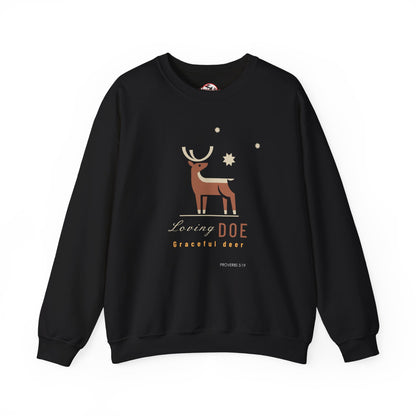 "Loving Doe Graceful Deer" Women's Inspirational Crewneck Sweatshirt