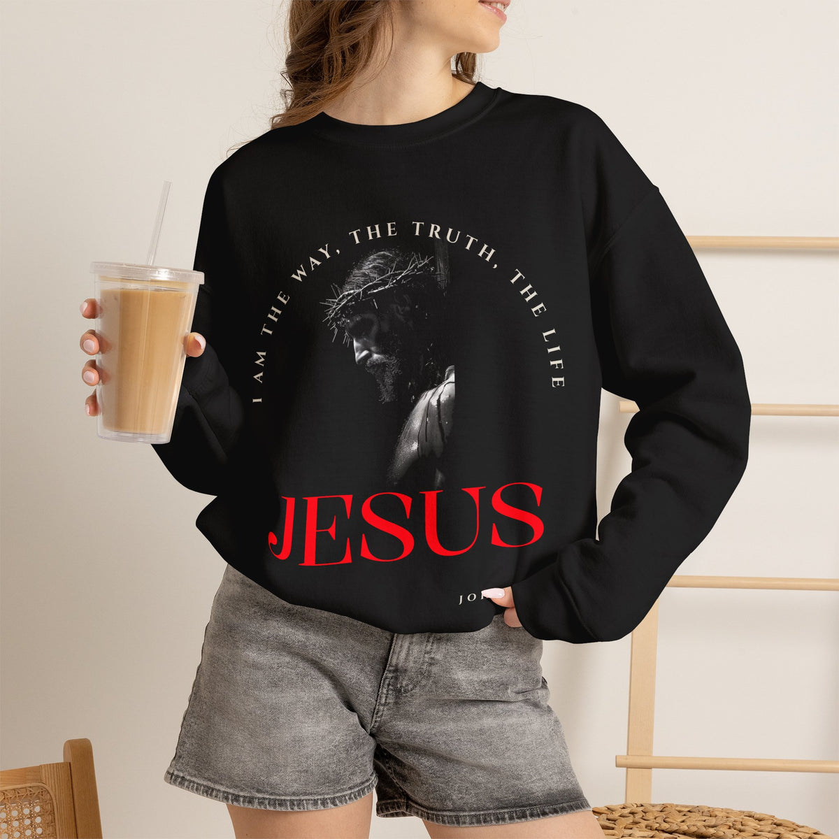 "I Am The Way" Jesus Inspirational Crewneck Sweatshirt
