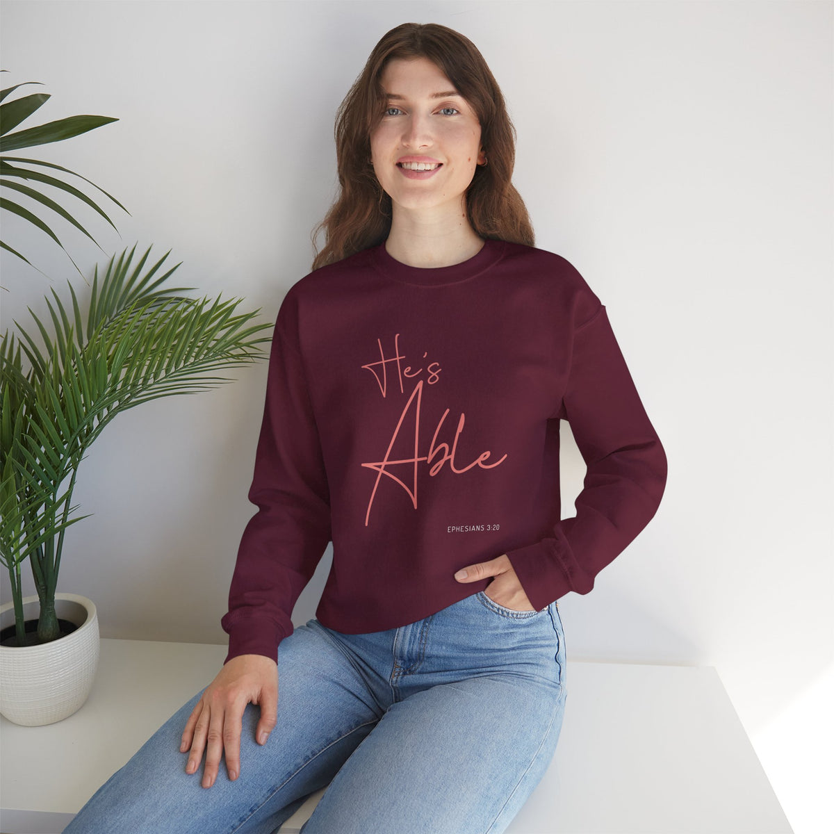"He's Able" Women's Inspirational Crewneck Sweatshirt