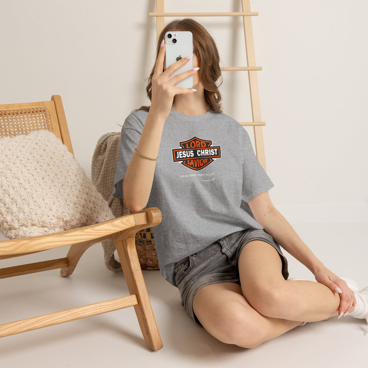 "Jesus Christ Lord and Savior" Motivational Crewneck Graphic T‑Shirt