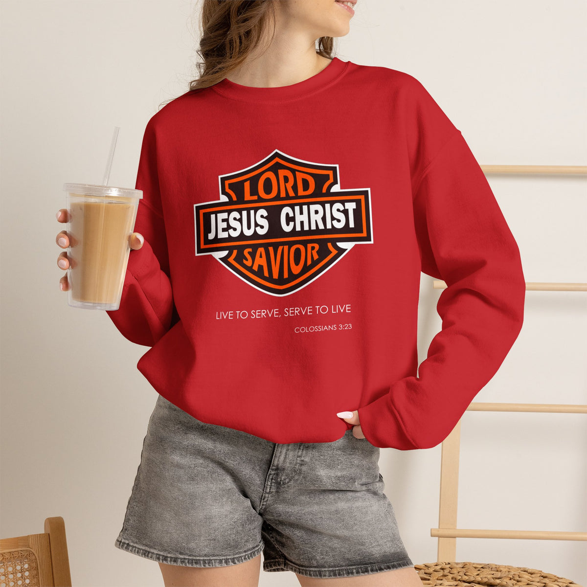 "Jesus Christ Lord and Savior" Motivational Crewneck Sweatshirt