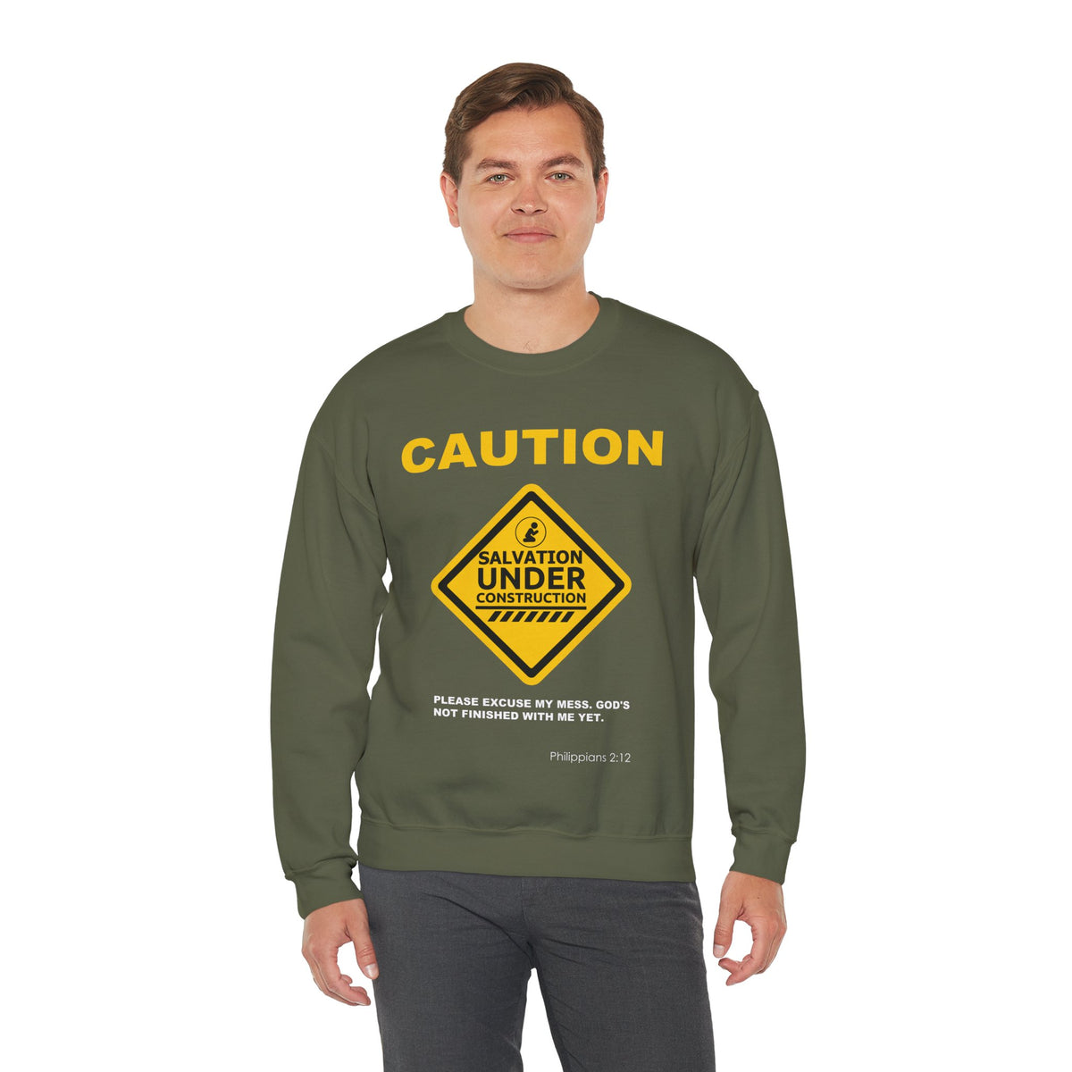 Caution: Salvation Under Construction Crewneck Sweatshirt