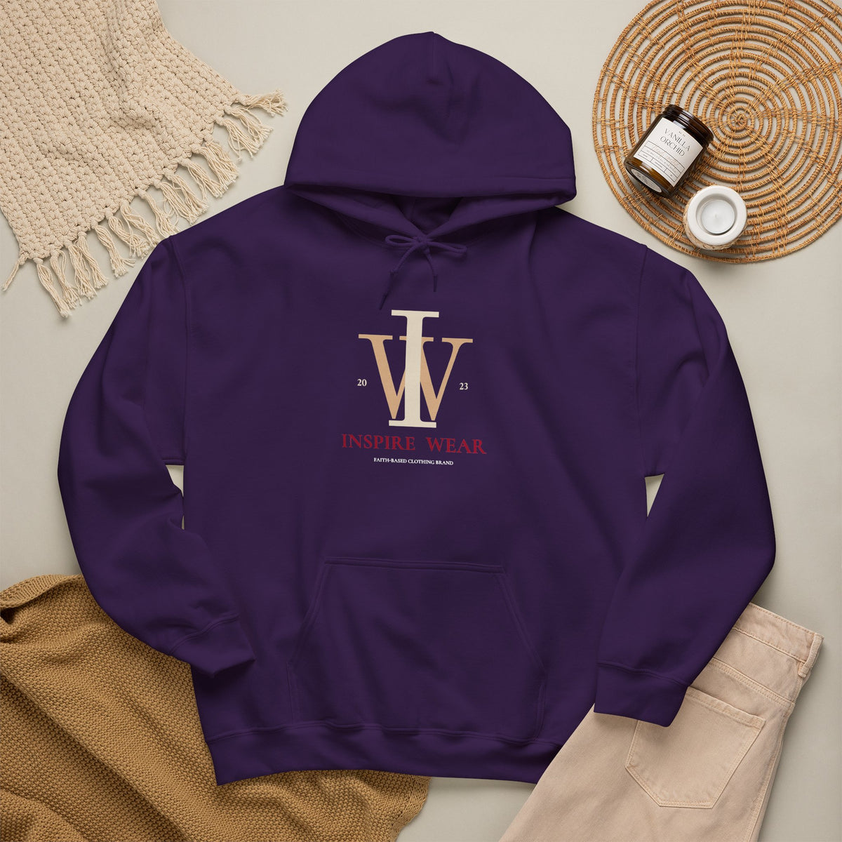 Inspire Wear IW Monogram Logo Pullover Hoodie