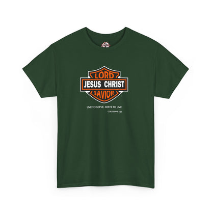 "Jesus Christ Lord and Savior" Motivational Crewneck Graphic T‑Shirt