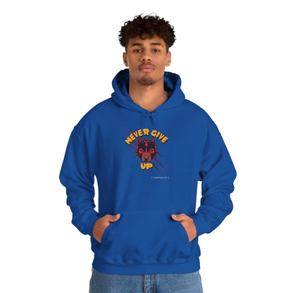 "Never Give Up" Hoodie Men's Motivational Graphic Hooded Sweatshirt