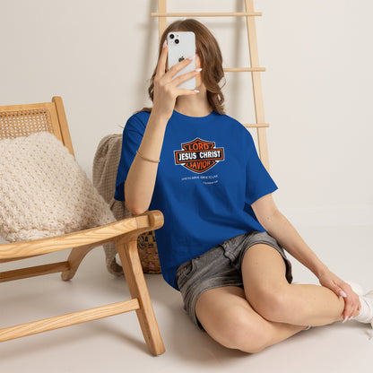 "Jesus Christ Lord and Savior" Motivational Crewneck Graphic T‑Shirt