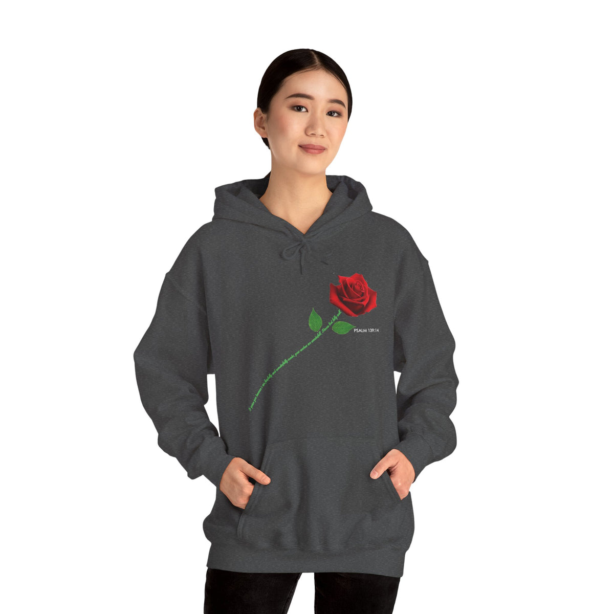 "Fearfully and Wonderfully Made" Rose Graphic Pullover Hoodie
