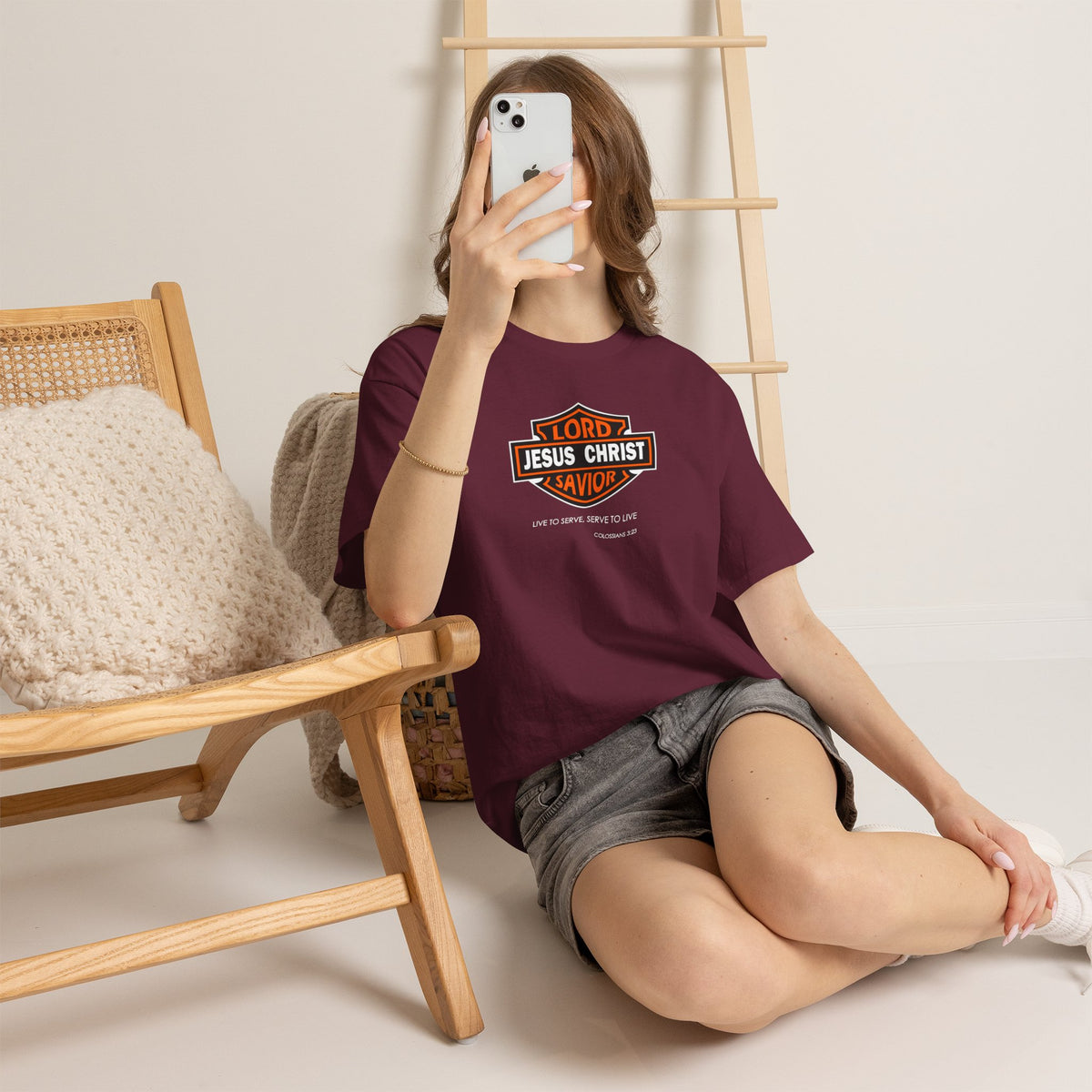 "Jesus Christ Lord and Savior" Motivational Crewneck Graphic T‑Shirt