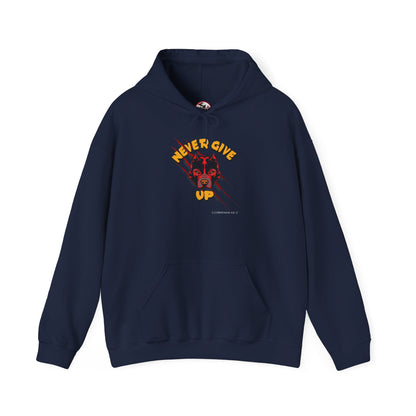 "Never Give Up" Hoodie Men's Motivational Graphic Hooded Sweatshirt