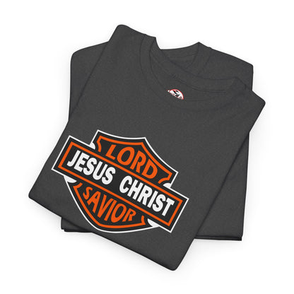 "Jesus Christ Lord and Savior" Motivational Crewneck Graphic T‑Shirt