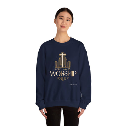 Here I Am To Worship Unisex Heavy Blend™ Crewneck Sweatshirt