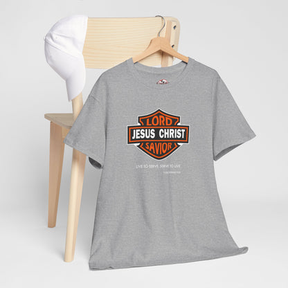 "Jesus Christ Lord and Savior" Motivational Crewneck Graphic T‑Shirt