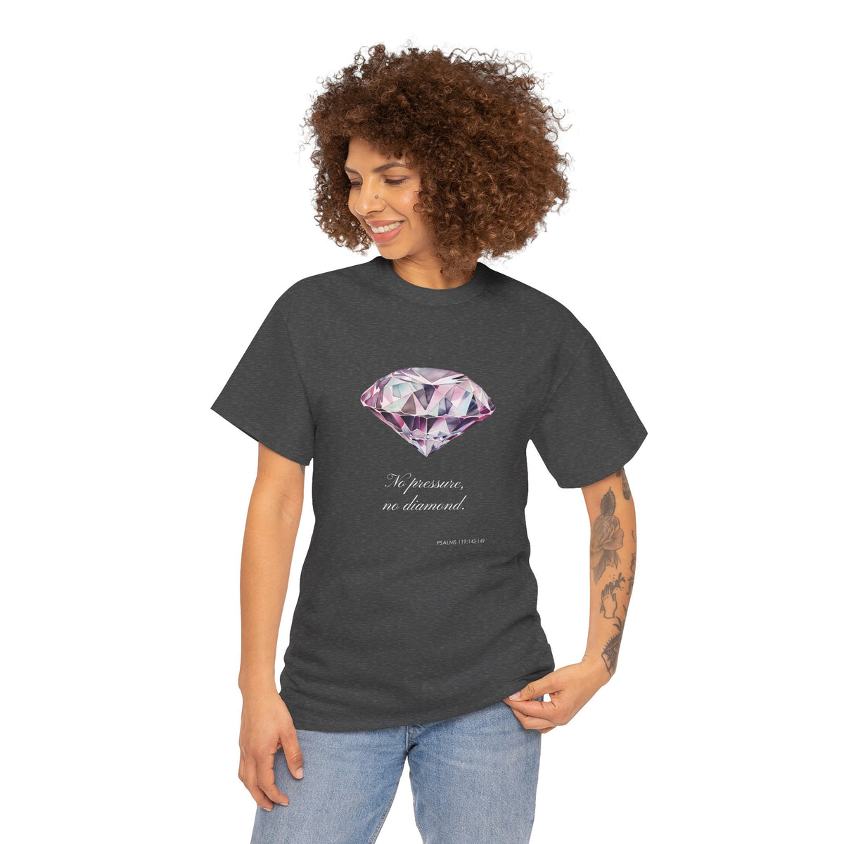 "No Pressure, No Diamond" Women's Inspirational Graphic T-Shirt