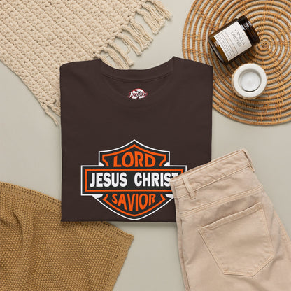 "Jesus Christ Lord and Savior" Motivational Crewneck Graphic T‑Shirt