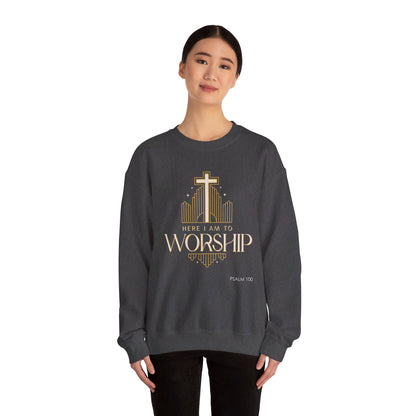 Here I Am To Worship Unisex Heavy Blend™ Crewneck Sweatshirt