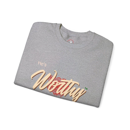 He's Worthy Unisex Heavy Blend™ Crewneck Sweatshirt
