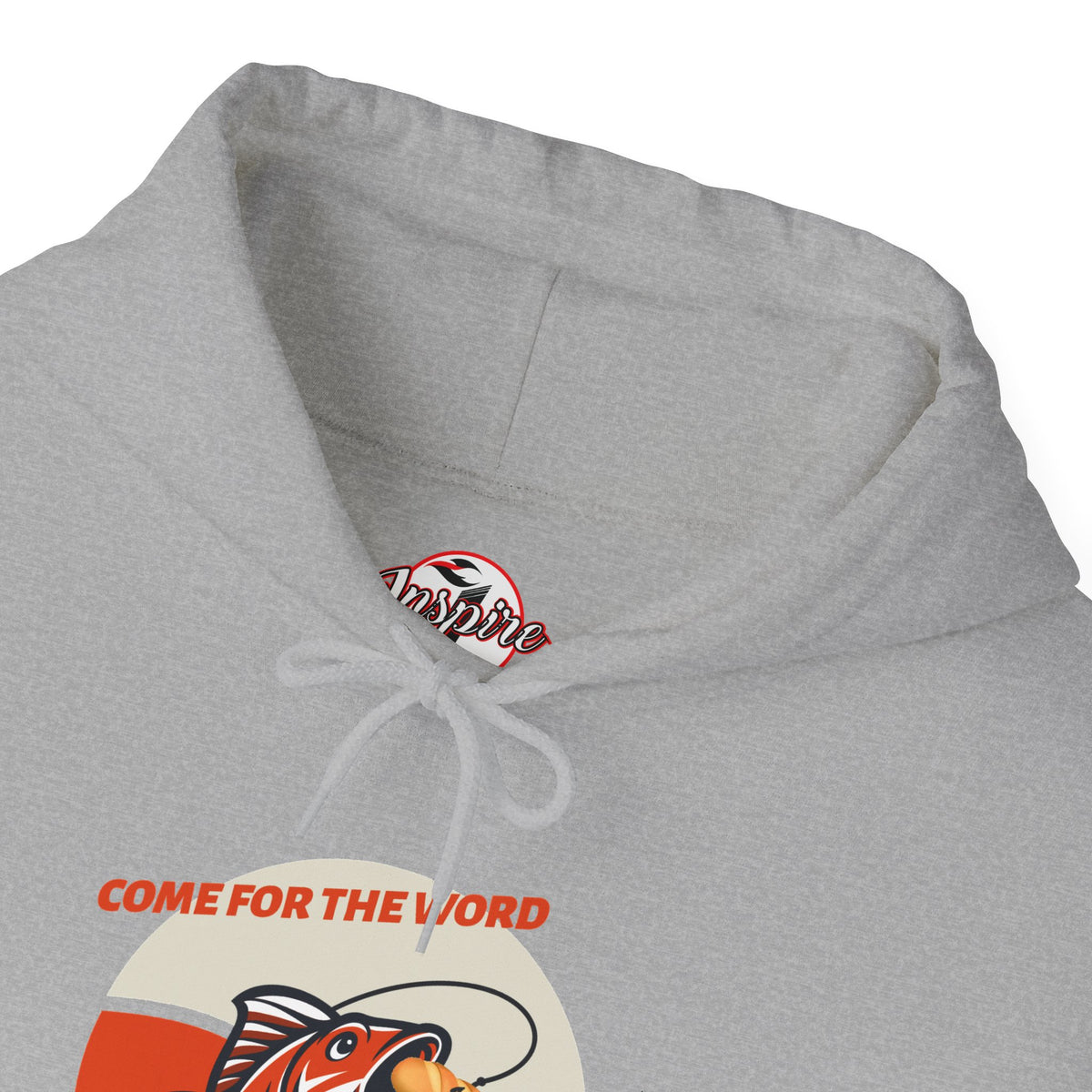 "Come for the Word, Stay for the Fish Sandwich" Graphic Hooded Sweatshirt