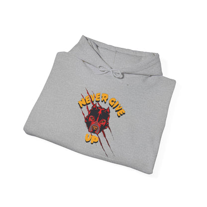 "Never Give Up" Hoodie Men's Motivational Graphic Hooded Sweatshirt