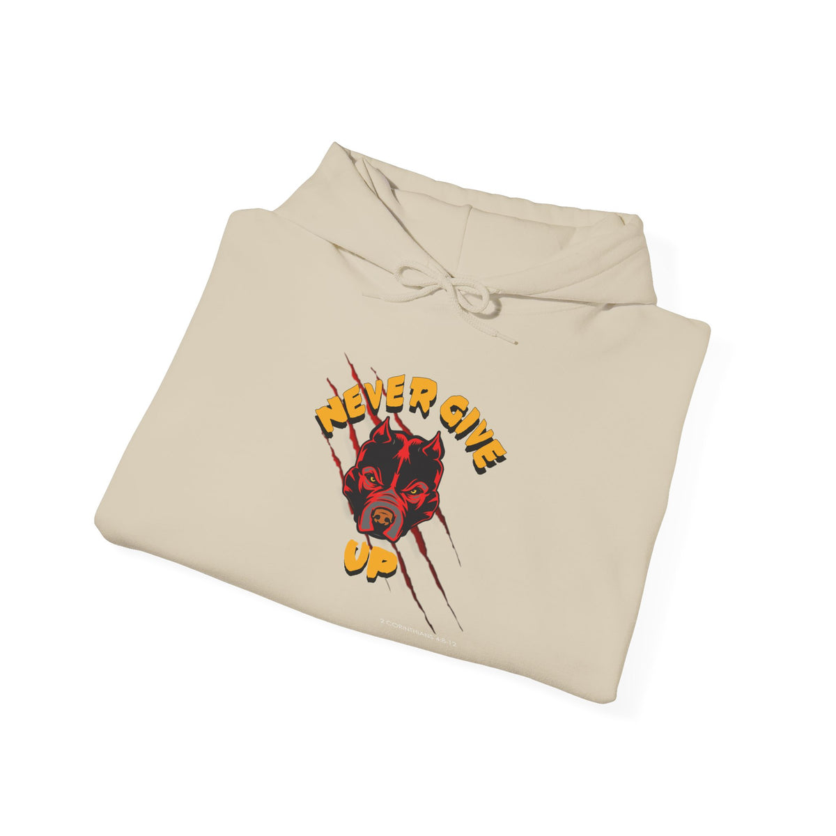 "Never Give Up" Hoodie Men's Motivational Graphic Hooded Sweatshirt