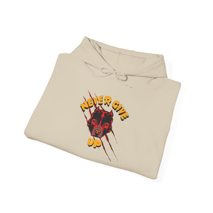 "Never Give Up" Hoodie Men's Motivational Graphic Hooded Sweatshirt