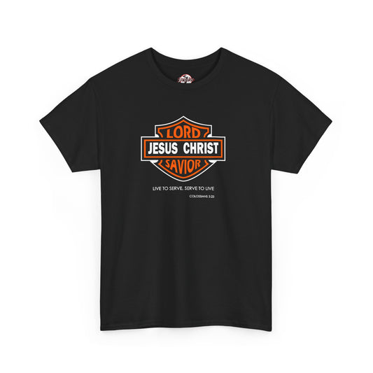 "Jesus Christ Lord and Savior" Motivational Crewneck Graphic T‑Shirt