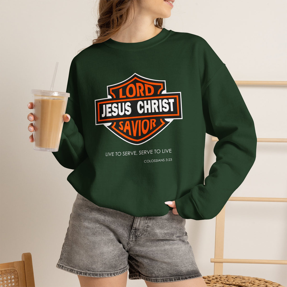"Jesus Christ Lord and Savior" Motivational Crewneck Sweatshirt