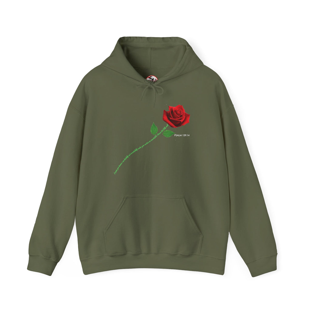"Fearfully and Wonderfully Made" Rose Graphic Pullover Hoodie