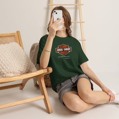 "Jesus Christ Lord and Savior" Motivational Crewneck Graphic T‑Shirt