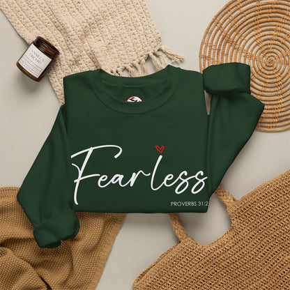 "Fearless" Inspirational Crewneck Sweatshirt — (Proverbs 31)