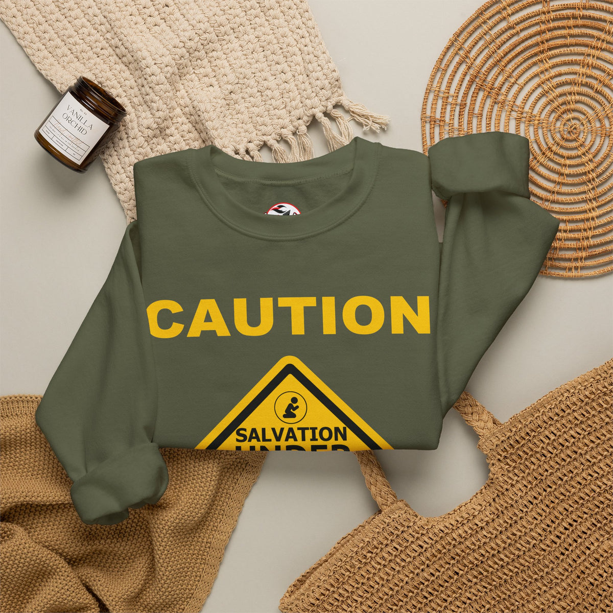Caution: Salvation Under Construction Crewneck Sweatshirt