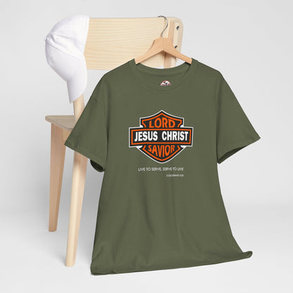 "Jesus Christ Lord and Savior" Motivational Crewneck Graphic T‑Shirt