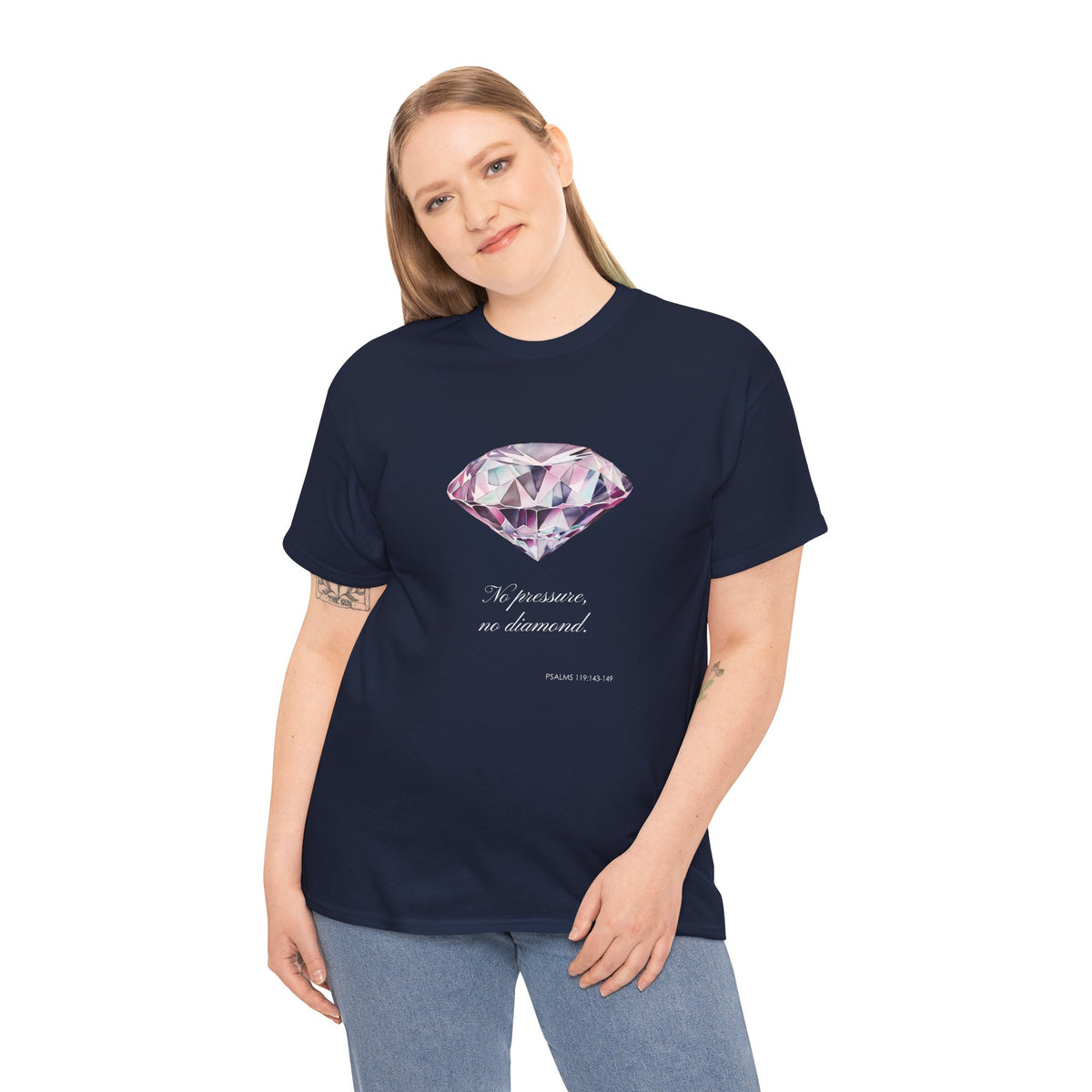 "No Pressure, No Diamond" Women's Inspirational Graphic T-Shirt