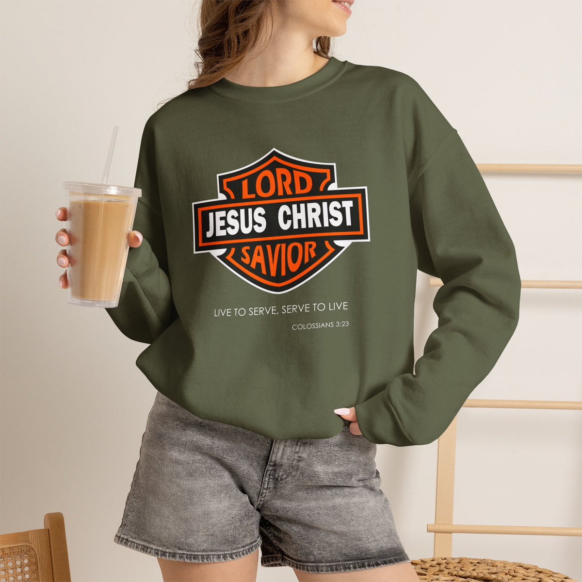 "Jesus Christ Lord and Savior" Motivational Crewneck Sweatshirt